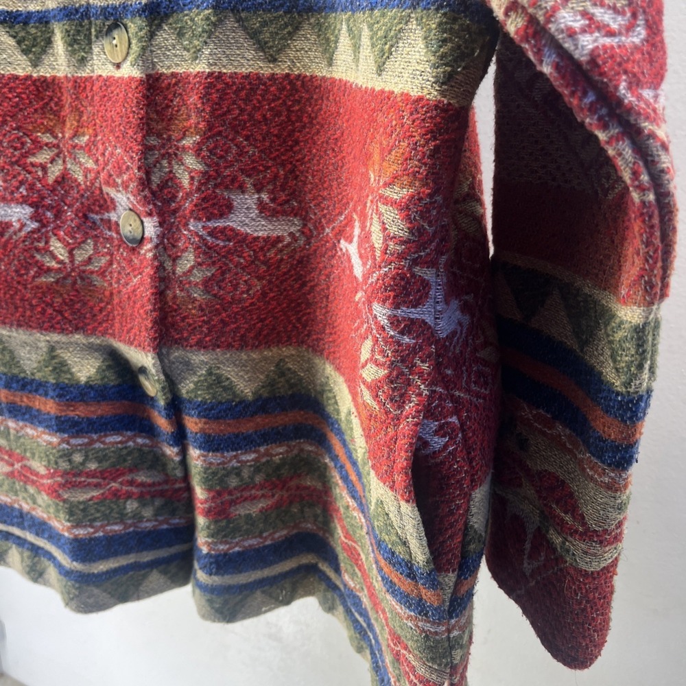 Vintage 90's Tapestry Woven Knit Jacket Wool Blend Western Deer Womens Medium - Picture 11 of 12